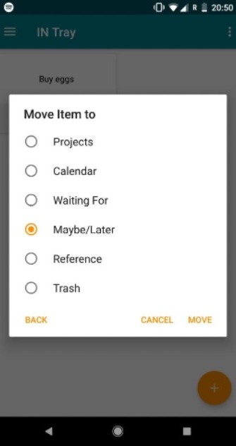 Screenshot of the Getting Things Done application main page